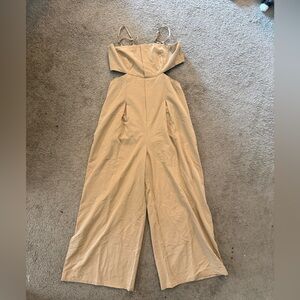 Cupshe Beige Cutout Wide-Leg Jumpsuit